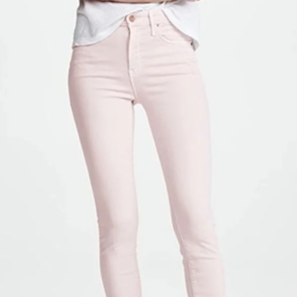 Mother High Waisted Looker Dagger Ankle Fray Jeans size 25 in Blush